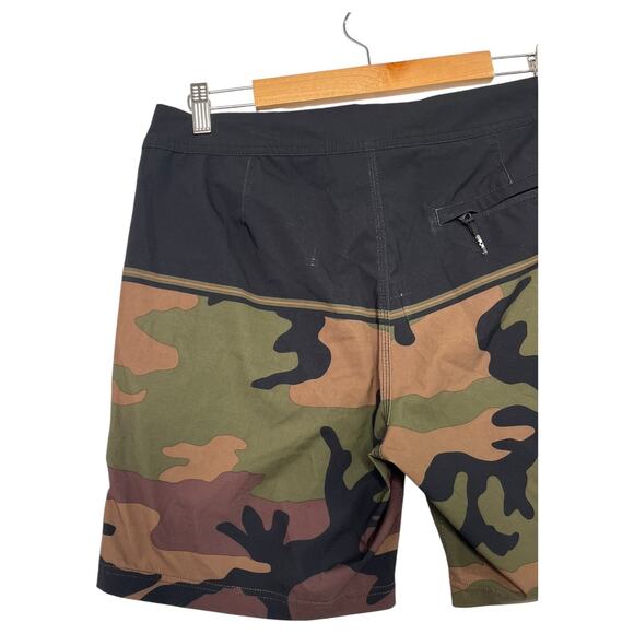 Vans Board Shorts Mens 32 Green Camouflage Black Swim Trunks Pocket Beach Cruise - Picture 12 of 15